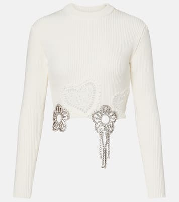 Embellished cotton-blend sweater | Area