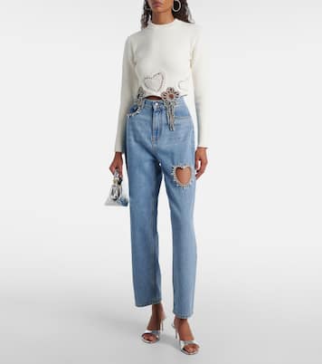 Embellished cotton-blend sweater | Area