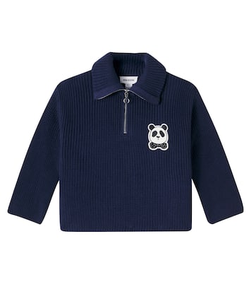 Jersey Panda de algodón con cremallera parcial | Mini Rodini