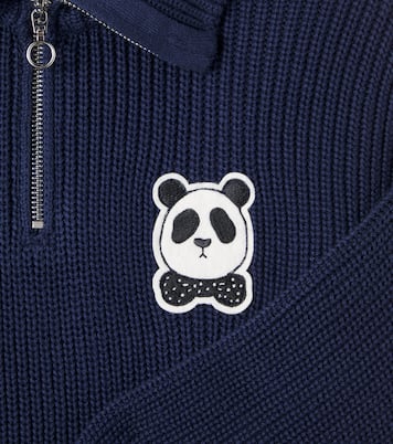 Jersey Panda de algodón con cremallera parcial | Mini Rodini