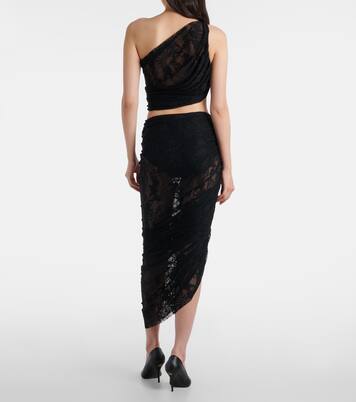 Diana asymmetric lace draped top | Norma Kamali