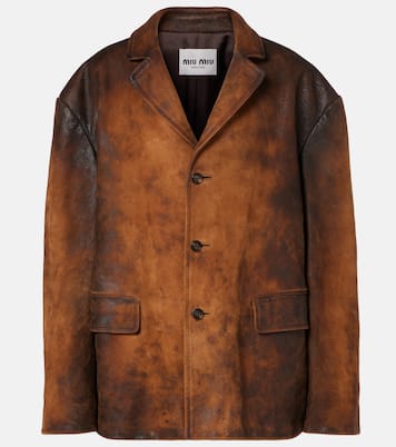 Oversize-Jacke aus Veloursleder | Miu Miu