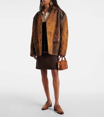Oversize-Jacke aus Veloursleder | Miu Miu