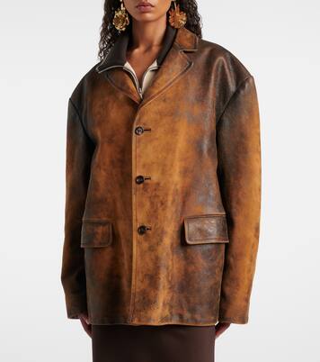 Oversize-Jacke aus Veloursleder | Miu Miu