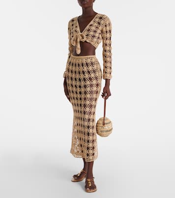 Gonna midi Bella Rosette in crochet di cotone | Anna Kosturova