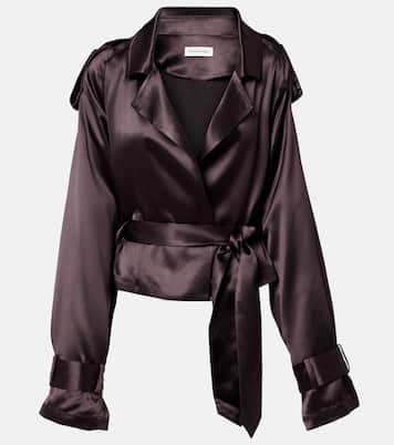 Simona cropped satin trench coat | The Frankie Shop