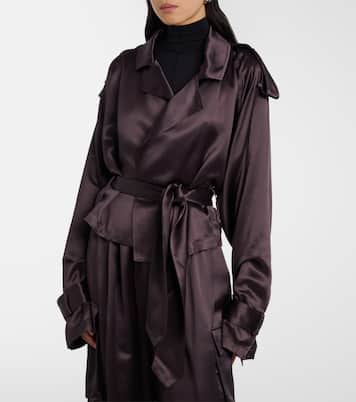 Simona cropped satin trench coat | The Frankie Shop