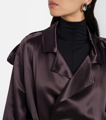 Simona cropped satin trench coat | The Frankie Shop