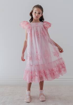 Floral lace-trimmed tulle dress | Petite Amalie  