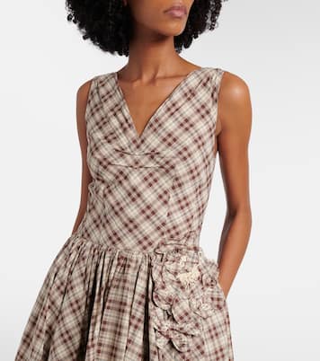 Checked cotton poplin midi dress | Prada