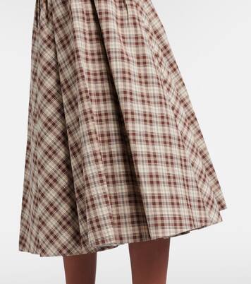 Checked cotton poplin midi dress | Prada