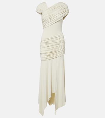Hela draped asymmetric jersey midi dress | De La Vali