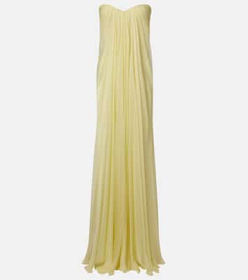 Draped chiffon bustier gown | McQueen