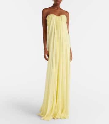 Draped chiffon bustier gown | McQueen