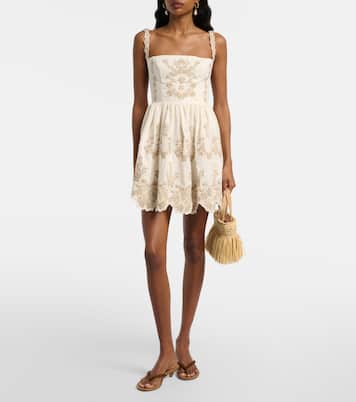 Mielero embroidered linen minidress | Agua by Agua Bendita