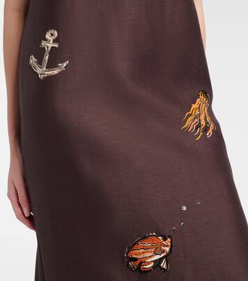 Verziertes Maxikleid aus einem Leinengemisch | Alémais