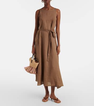 Reta linen midi dress | Velvet