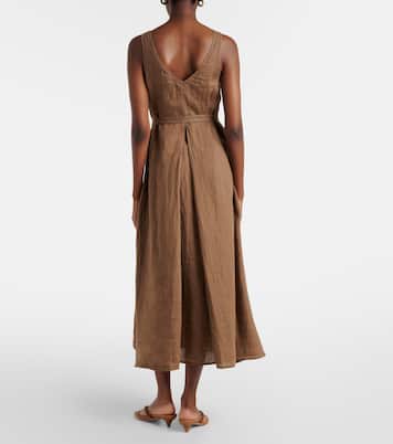 Reta linen midi dress | Velvet