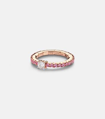 Stretchy 18kt rose gold ring with diamond and sapphires | Bucherer Fine Jewellery