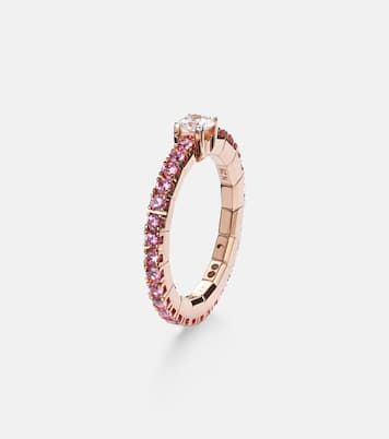 Stretchy 18kt rose gold ring with diamond and sapphires | Bucherer Fine Jewellery