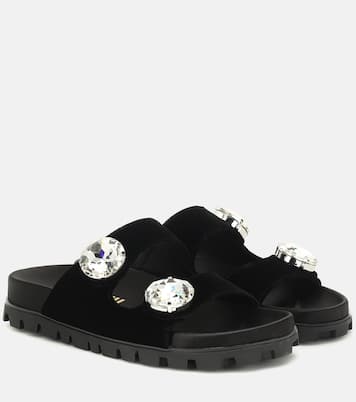 Embellished velvet sandals | Miu Miu