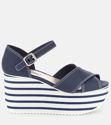 Sandales compensées rayées en coton | Miu Miu