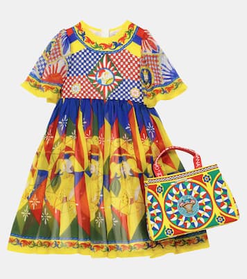 Robe longue Alexa imprimée en soie | Dolce&Gabbana Kids