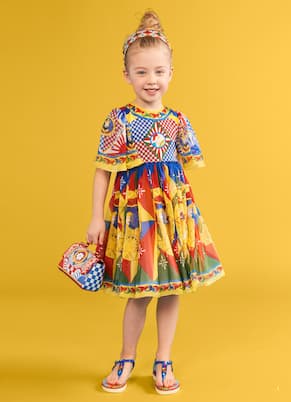 Robe longue Alexa imprimée en soie | Dolce&Gabbana Kids