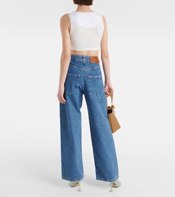 Jeans anchos con anagrama de tiro alto | Loewe