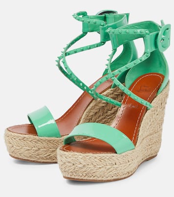 صندل ويدج من الجلد مع تزيين Chocazeppa 120 | Christian Louboutin