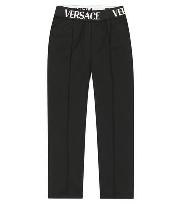 Logo high-rise cotton pants | Versace Kids
