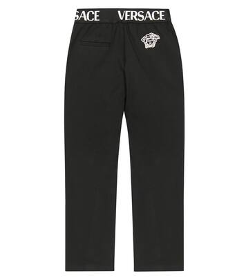 Logo high-rise cotton pants | Versace Kids