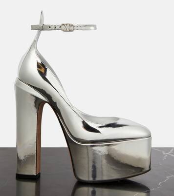 Tan-Go 155 metallic leather platform pumps | Valentino Garavani