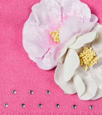 Floral-appliqué knit beanie | Monnalisa