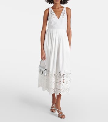 Midikleid aus Baumwolle mit Spitze | Valentino