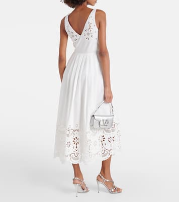 Midikleid aus Baumwolle mit Spitze | Valentino