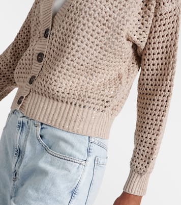 Cárdigan calado de mezcla de algodón | Brunello Cucinelli