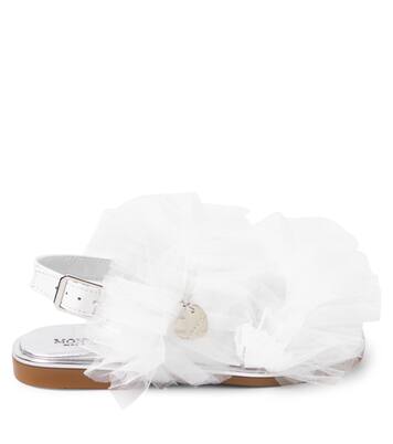 Appliqué tulle and leather sandals | Monnalisa