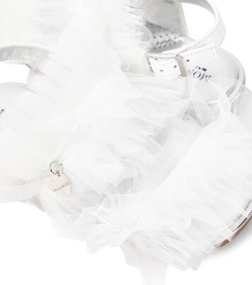 Appliqué tulle and leather sandals | Monnalisa