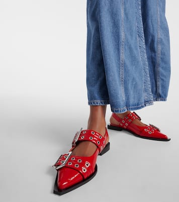 Faux leather slingback flats | Ganni