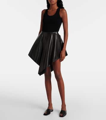 Mini-jupe asymétrique en cuir | Alaïa