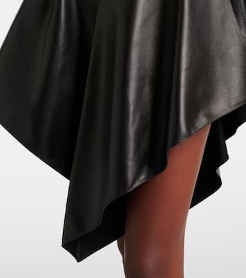 Mini-jupe asymétrique en cuir | Alaïa