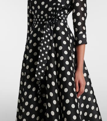 Floral-appliqué polka-dot silk gown | Carolina Herrera
