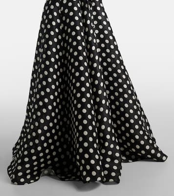 Floral-appliqué polka-dot silk gown | Carolina Herrera