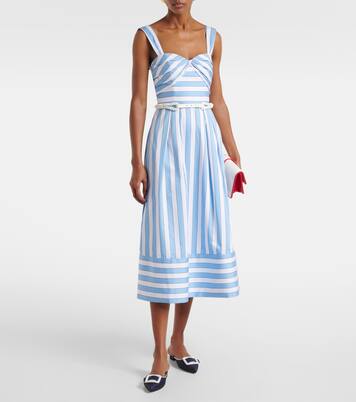 Vestido midi Nilah de algodón a rayas | Rebecca Vallance