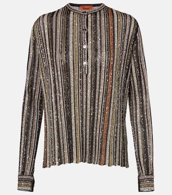Henley-Top aus Strick mit Pailletten | Missoni