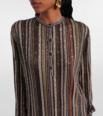 Henley-Top aus Strick mit Pailletten | Missoni