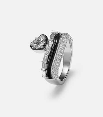 Art Deco Heart 18kt white gold ring with diamonds | Kamyen