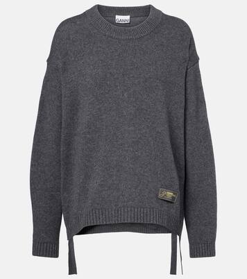 Pull en laine mélangée à logo | Ganni