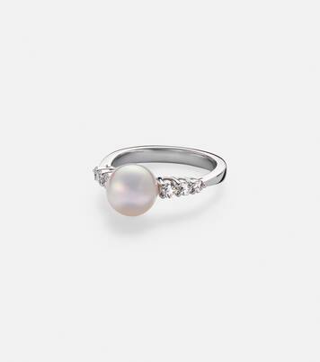 Bague en or blanc 18 ct à perles et diamants | Mikimoto